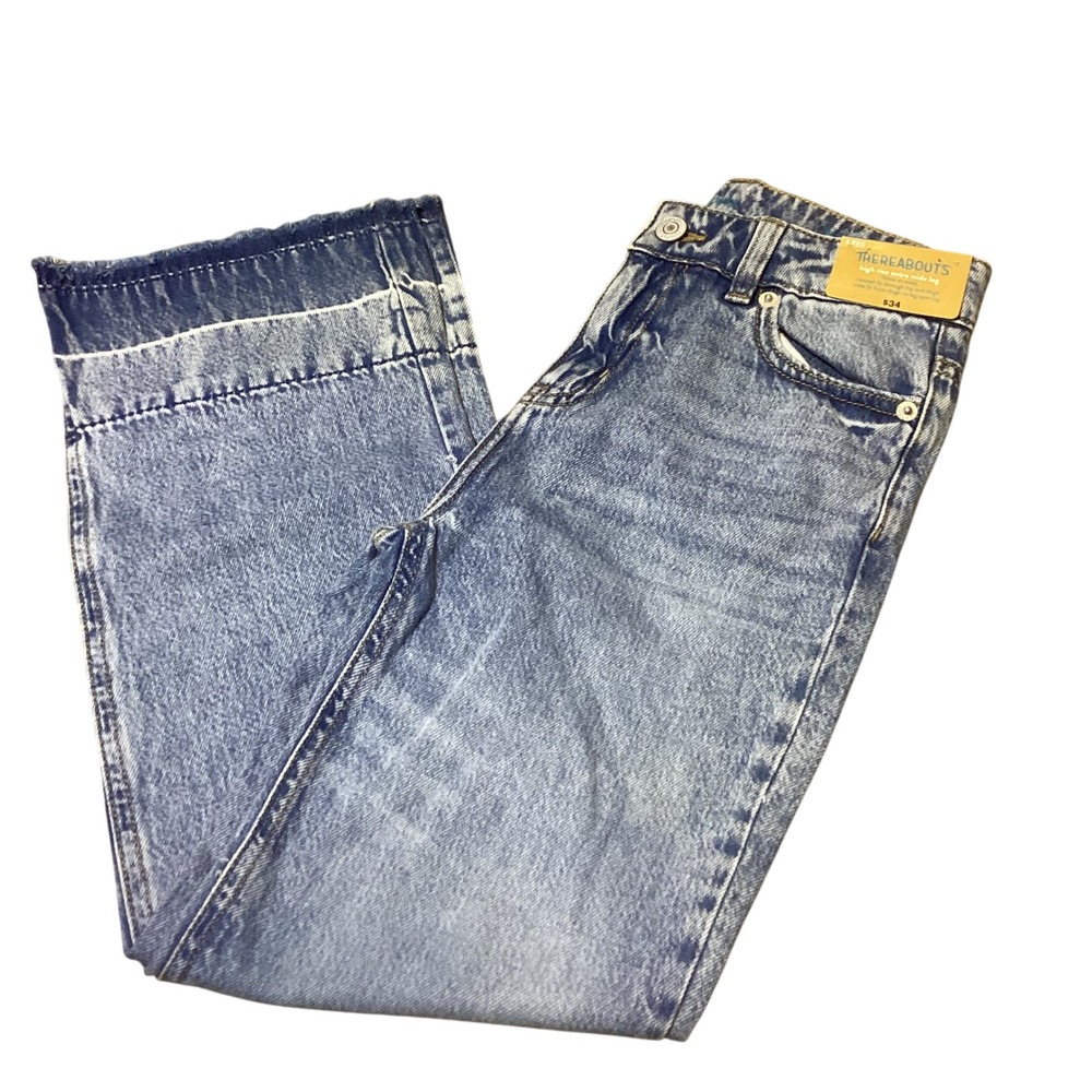Thereabouts Girls High Rise Extra Wide Leg Two Tone Wash‎ Jeans Size 8 REG - NWT